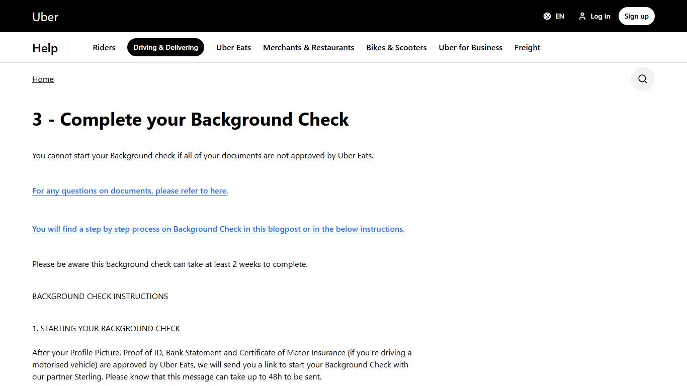 3 - Complete your Background Check Driving & Delivering Uber Help