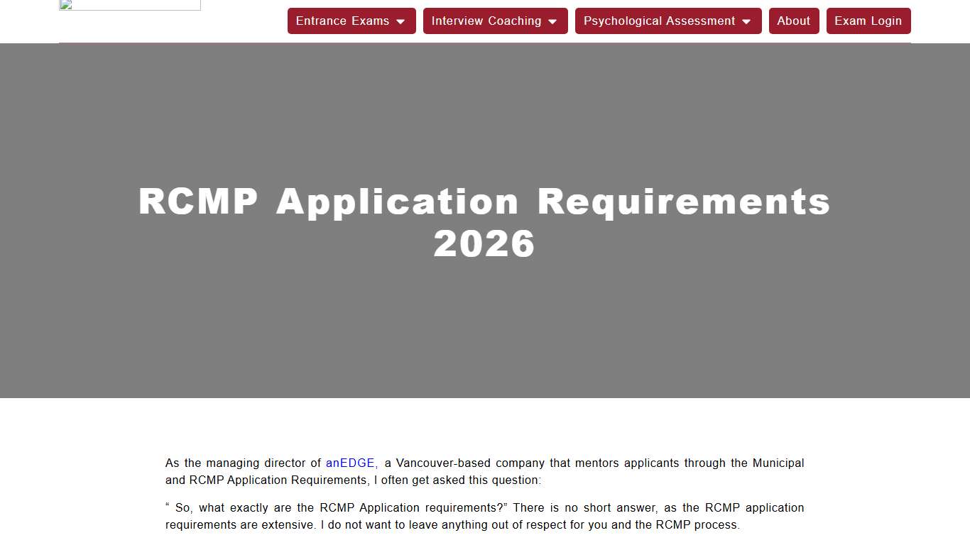 RCMP Application Requirements 2026 - anEDGE