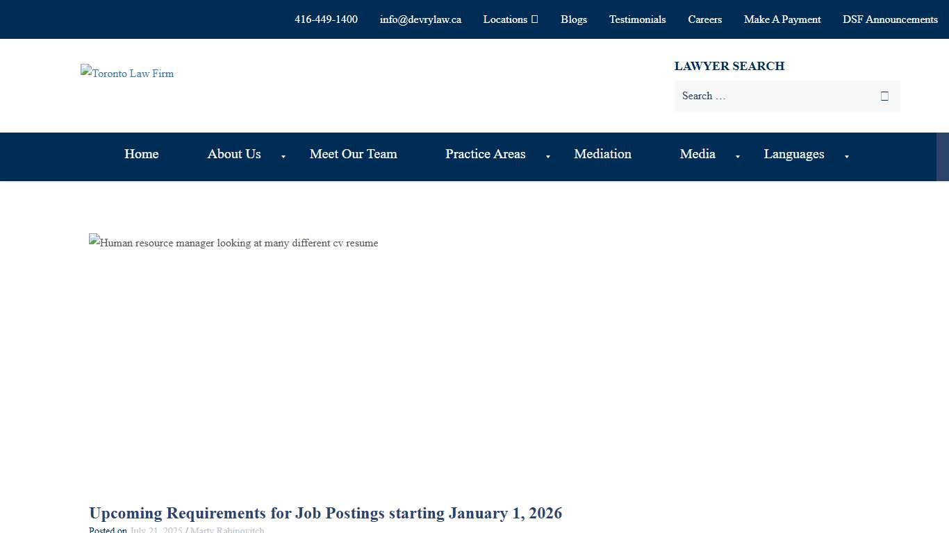 Upcoming Requirements for Job Postings starting January 1, 2026 Devry Smith Frank LLP